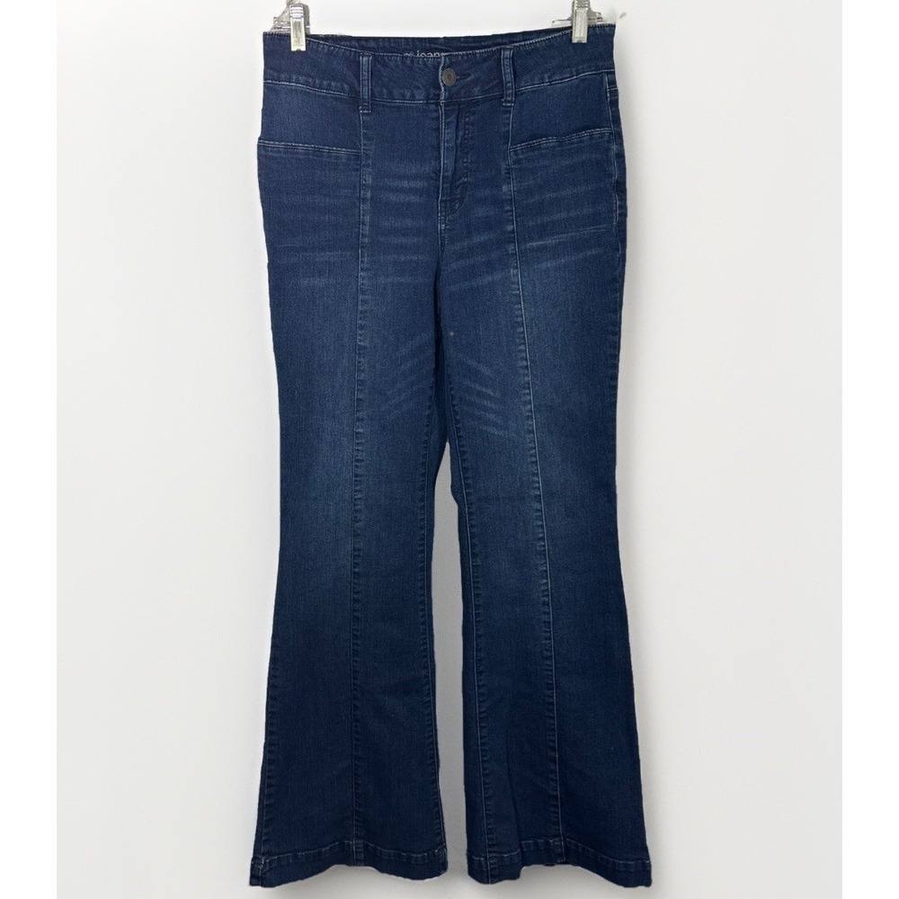 m jeans by maurices Dark High Rise Seamed Front Flare Denim Jeans 10 Reg